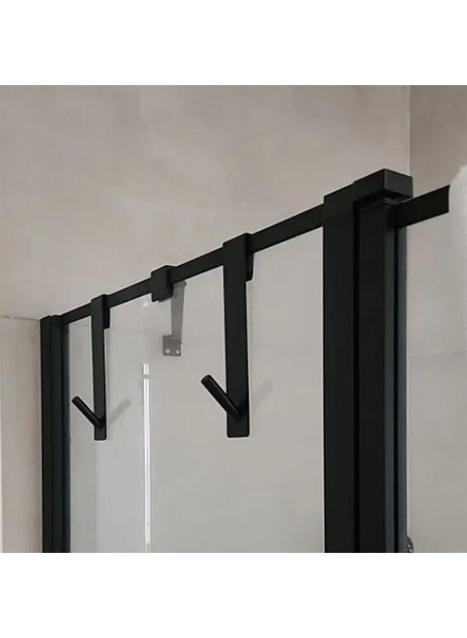 Silvery Stainless Steel Shower Door Towel Rack Bathroom Hooks Holder - Image 3