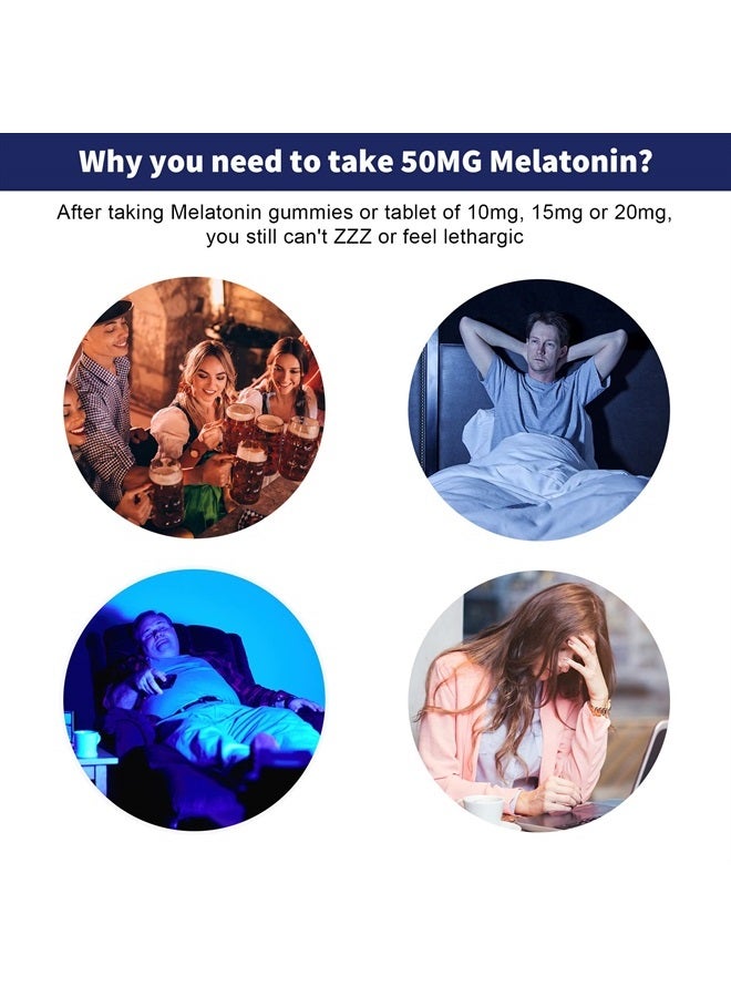 NEVISS Sugar-Free Melatonin 50 mg for Adults - 180 Servings Fast Dissolve Chewable & Sublingual - Extra Strength Melatonin with MSM, Selenium & Vitamin D3 for Health Rest Cycle, Deep Zzzs, Relaxation, Immune - Image 2