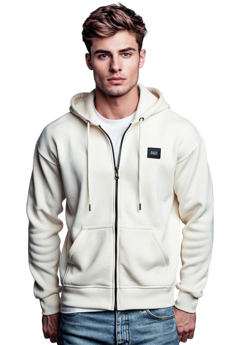 وايت رابيت هودي رجالي أساسي من وايت رابيت مبطن بفرو داخلي بسحاب كامل - Image 2
