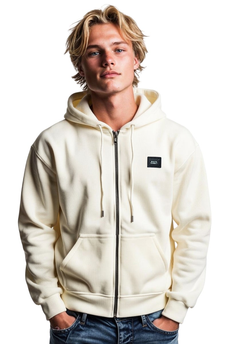 وايت رابيت هودي رجالي أساسي من وايت رابيت مبطن بفرو داخلي بسحاب كامل - Image 3