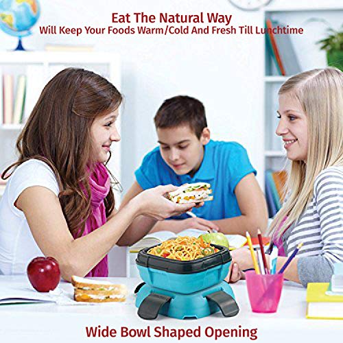 Pinnacle Insulated Leak Proof Lunch Box for Adults and Kids - Thermal Lunch Container With NEW Heat Release Valve, 16 oz (Blue) - Image 2