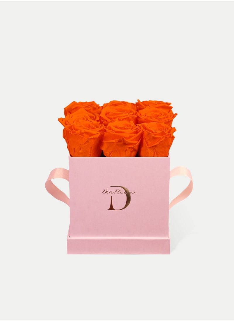 Dia FLOWER - Infinity Square Box, Orange 9 ROSES SMALL - Image 1
