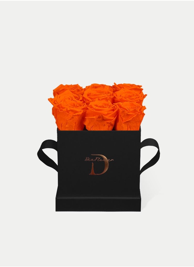 Dia FLOWER - Infinity Square Box, Orange 9 ROSES SMALL - Image 1
