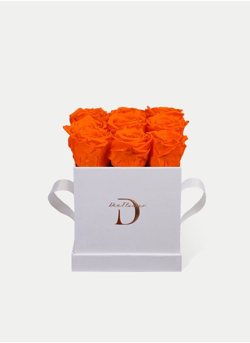 Dia FLOWER - Infinity Square Box, Orange 9 ROSES SMALL - Image 1