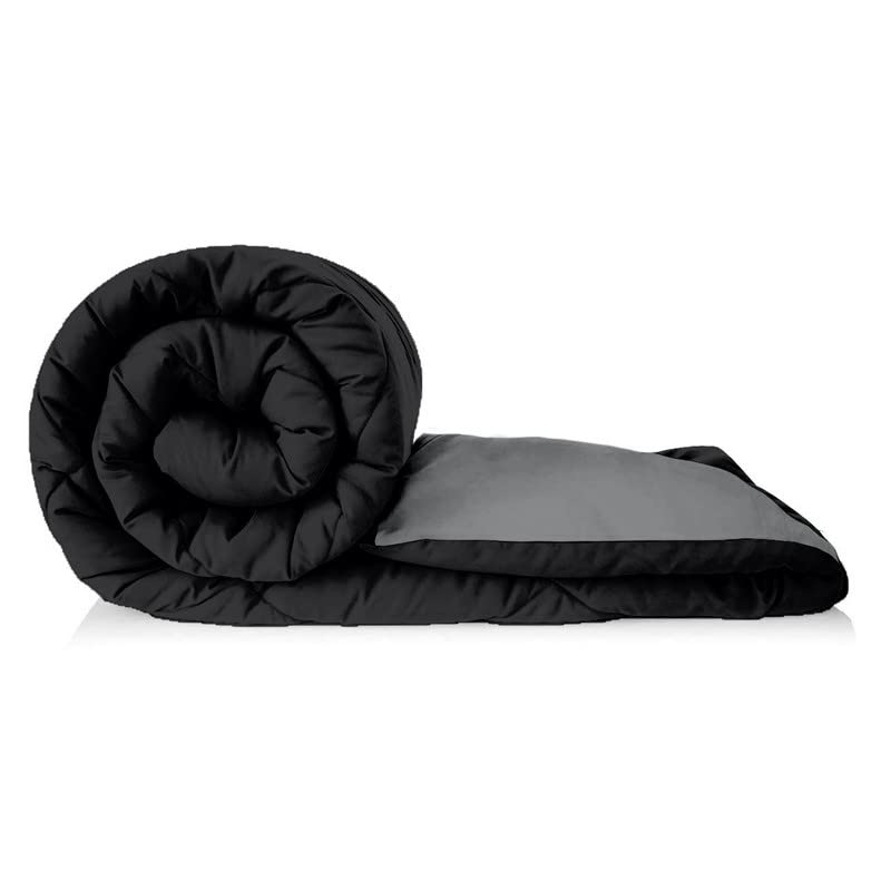 TUNDWAL'S TUNDWALS Microfiber Reversible Solid Extra Comfort Soft ComforterBlanket Double Bed 210 GSM Quilt Grey Black 1 Piece - Image 4