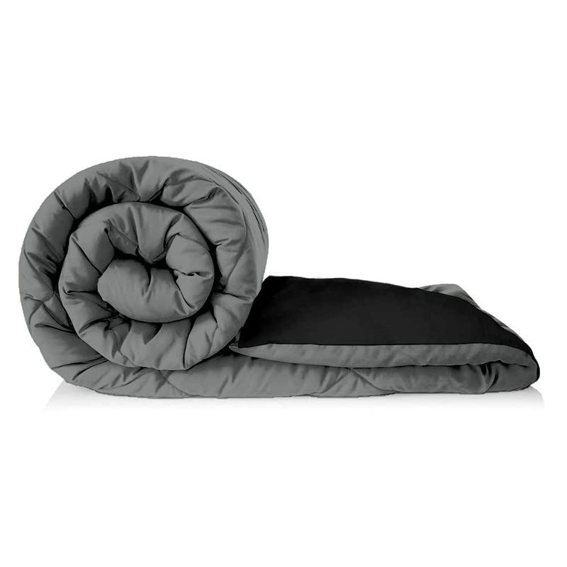 TUNDWAL'S TUNDWALS Microfiber Reversible Solid Extra Comfort Soft ComforterBlanket Double Bed 210 GSM Quilt Grey Black 1 Piece - Image 3