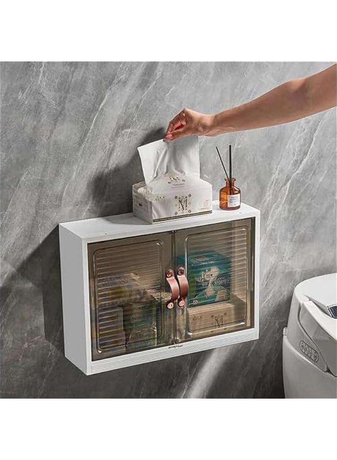 هوكور 3 Tier Bathroom Kitchen Wall Mounted Shelves Rack with Hooks Towel Bar Wall Storage Cabinet,White Kitchen Wall Organizer, No-Trace No Drilling Spice Rack Cosmetic Organiser for Bathroom Kitchen - Image 1