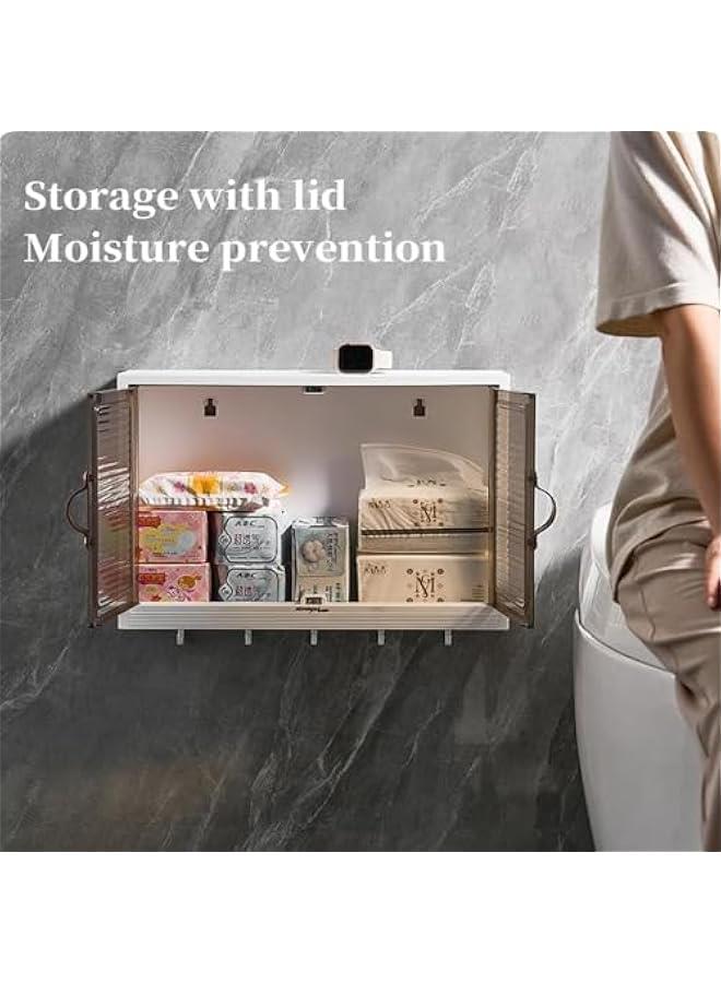 هوكور 3 Tier Bathroom Kitchen Wall Mounted Shelves Rack with Hooks Towel Bar Wall Storage Cabinet,White Kitchen Wall Organizer, No-Trace No Drilling Spice Rack Cosmetic Organiser for Bathroom Kitchen - Image 3