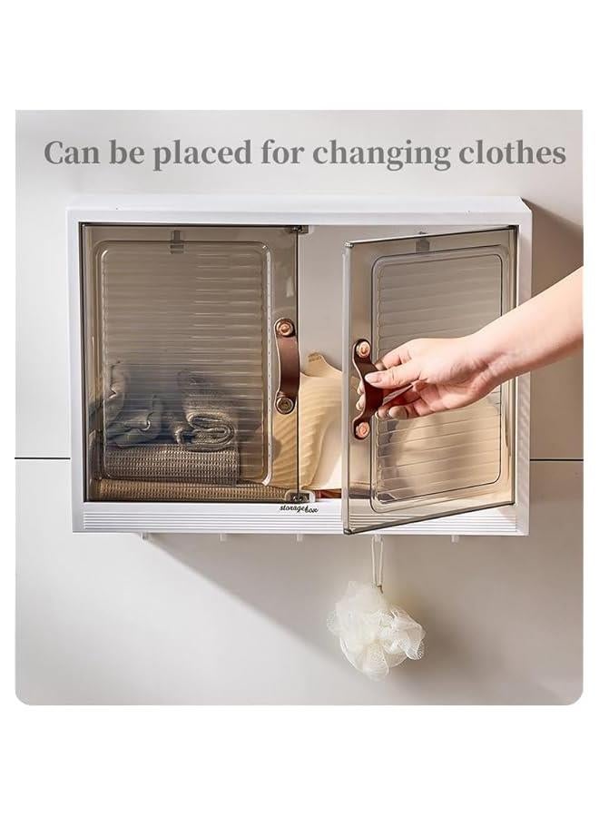 هوكور 3 Tier Bathroom Kitchen Wall Mounted Shelves Rack with Hooks Towel Bar Wall Storage Cabinet,White Kitchen Wall Organizer, No-Trace No Drilling Spice Rack Cosmetic Organiser for Bathroom Kitchen - Image 4