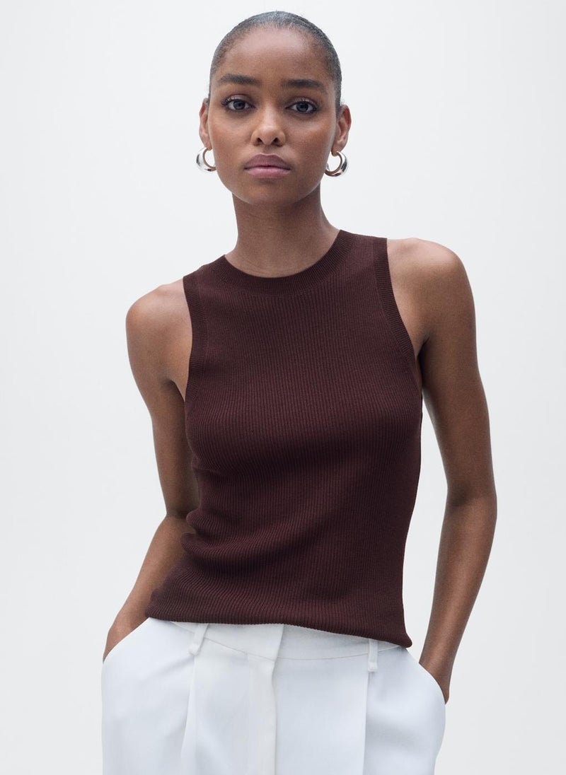 MANGO Casual Ribbed Knit Top  - Image 1