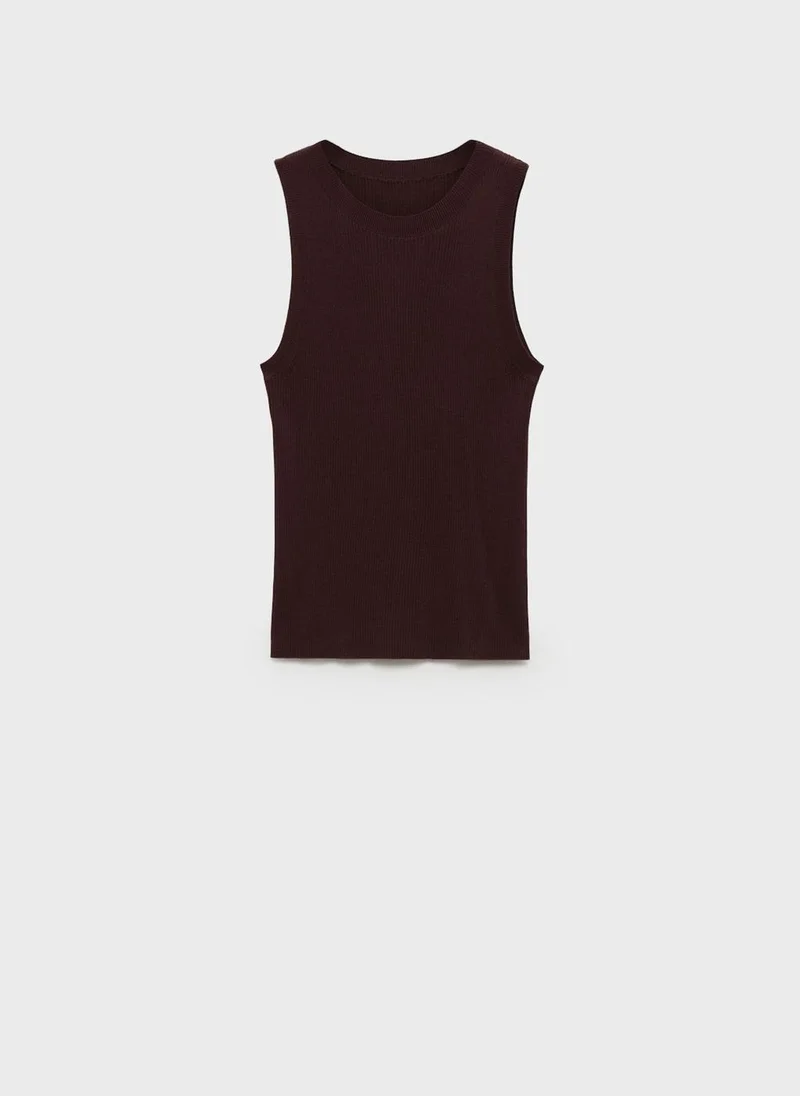 مانجو Casual Ribbed Knit Top