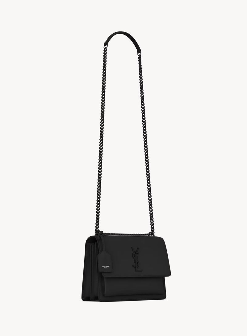 Yves Saint Laurent Saint Laurent Sunset Medium In Smooth Leather Flap Bag, Leather-Lined Flap Bag With The Cassandre And Detachable Leather Charm, Womens Crossbody Bag, Women's Shoulder Bag, Women's Travel Bag - Image 5