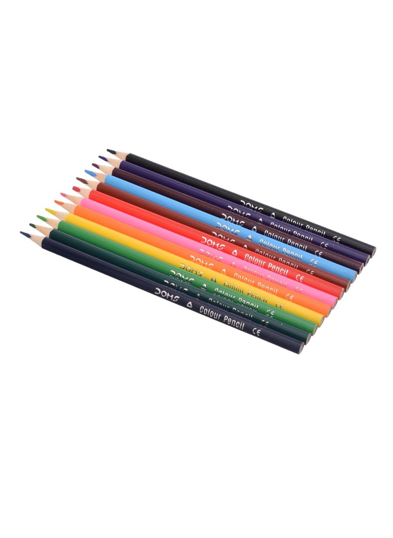 DOMS Triangular Bright Bold Pre-Sharpened Coloring Pencils - 12pcs - No:DM18803-12
