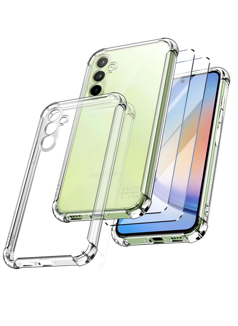 Raxoom Samsung Galaxy A35 5G Case – Clear Anti-Yellow Soft TPU with 2 Tempered Glass Screen Protectors, Reinforced Corners - Image 1
