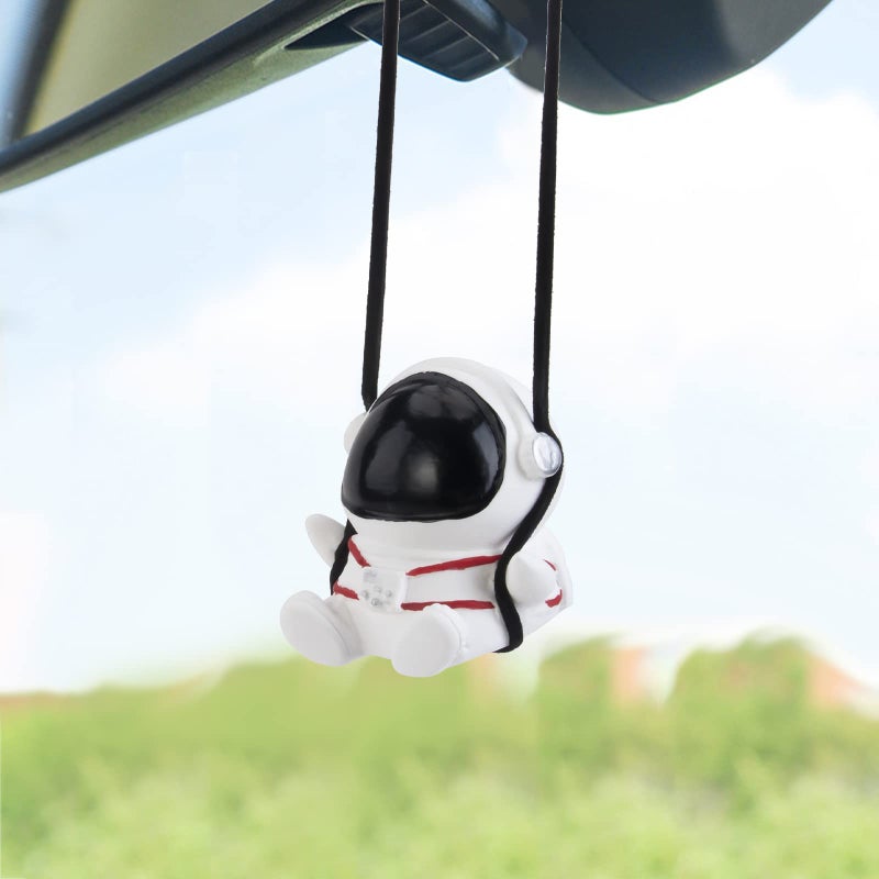 wonuu Cute Astronaut Car Pendant Flying Hanging Ornament Car Rearview Mirror Charms Decoration for Car Decor Accessories