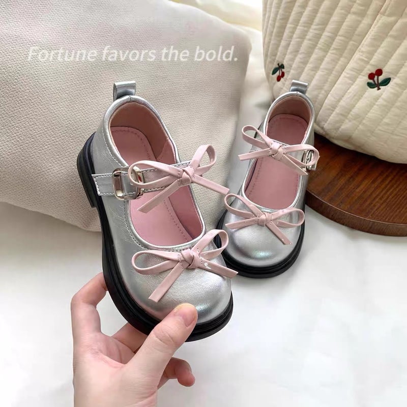 Canyze Girls Shoes Playful Cute Children Soft Sole Princess Shoes All-Match Bow Baby Shoes - Image 1
