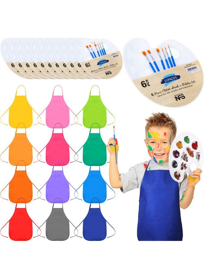 تيلينغ مجموعة فرش طلاء 24 قطعة للأطفال والأطفال، مريلة رسم للفنانين، مآزر قماش، لوازم حفلات الطلاء، ديكورات الحفلات الفنية، مجموعة فرشاة طلاء وصينية لأنشطة المطبخ والفصول الدراسية - Image 1