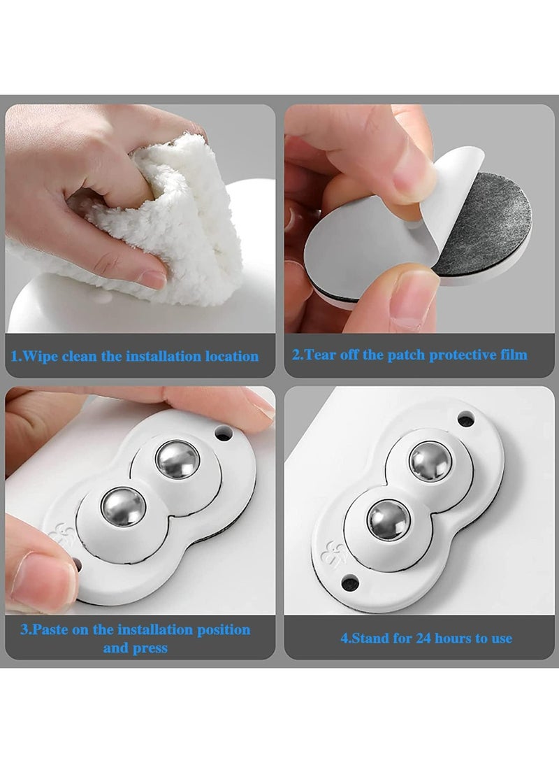 Oasisgalore 16pcs 360° Rotation Self-Adhesive Caster Wheels, Stainless Steel Mini Swivel Casters for Furniture, Storage Racks, Trash Cans  - Image 2