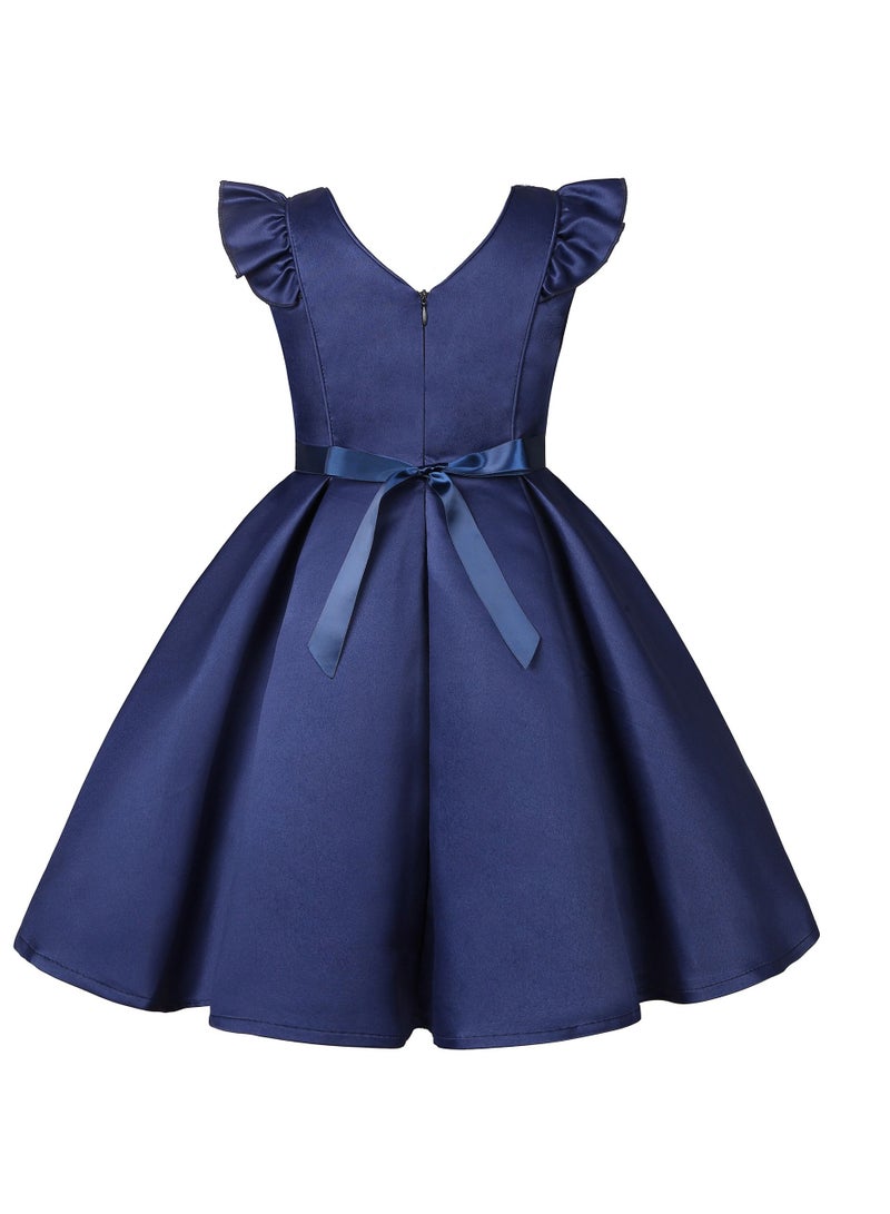 Loquat Girls Fashion Cute Princess Dress Blue - Image 2