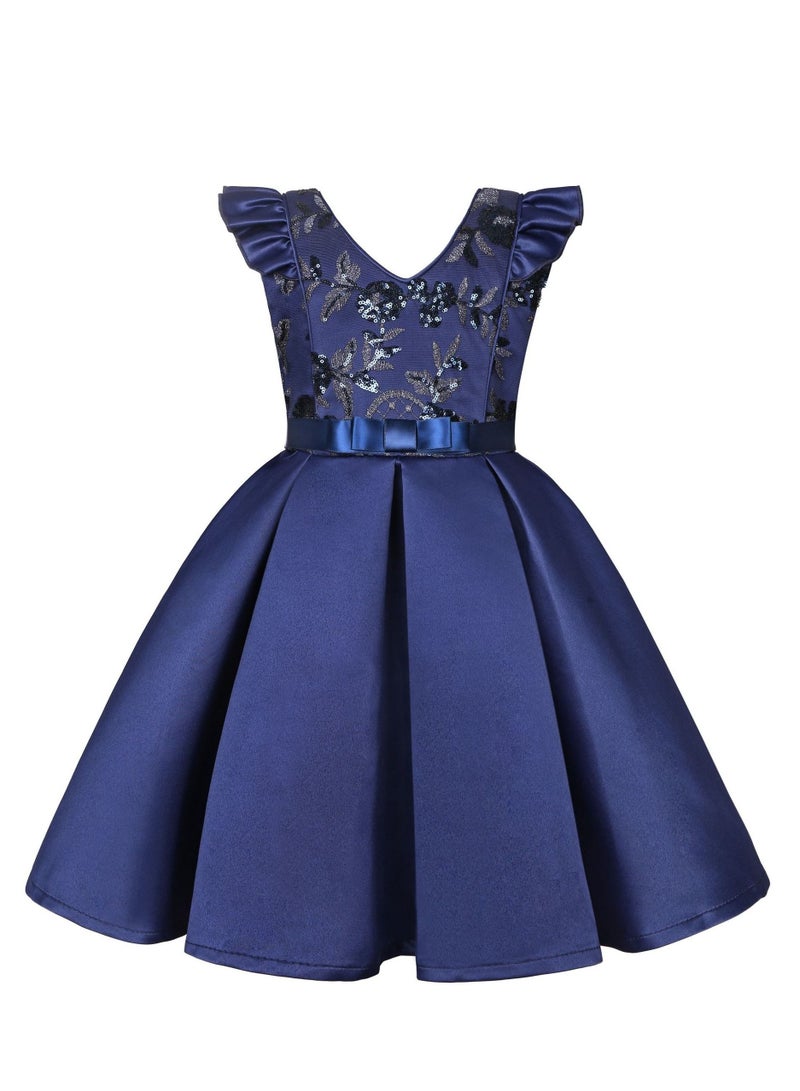 Loquat Girls Fashion Cute Princess Dress Blue - Image 1