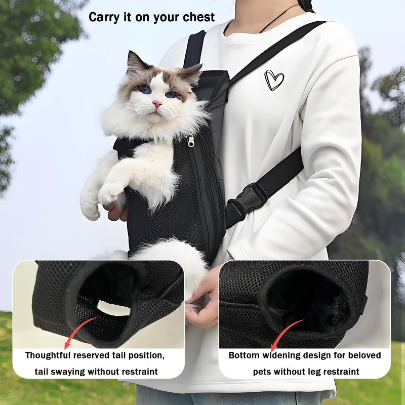 Yehenarn Pet Carrier Backpack, Adjustable Pet Front Carriers for Small Medium Dogs Cats 5-18 Lbs, Legs Out, Dog Cat Carrier Backpack for Hiking,Camping,Traveling,Cycling (Black,Largeï¼ˆFit:10-18lbï¼‰) - Image 5