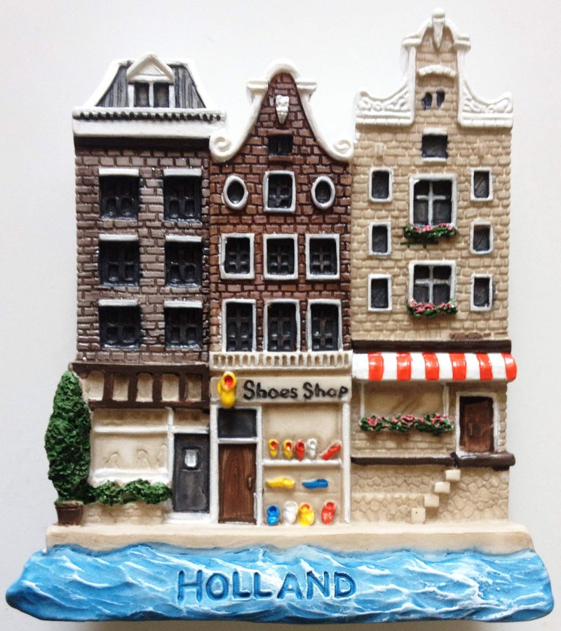 WitnyStore Tiny 2 Holland Buildings Netherlands Magnet Miniature Hand Made Resin 3D Europe Landmark Tourist Attractions Decorative Refrigerator Fridge Magnets Collectible Traveler Souvenirs Gifts