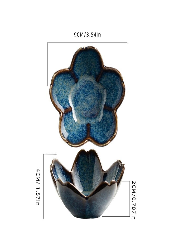 zerokyclan Floral Ceramic Jewelry Tray - 3.5" Elegant Ring Holder Dish & Trinket Bowl for Vanity Dresser Decor (blue) - Image 2