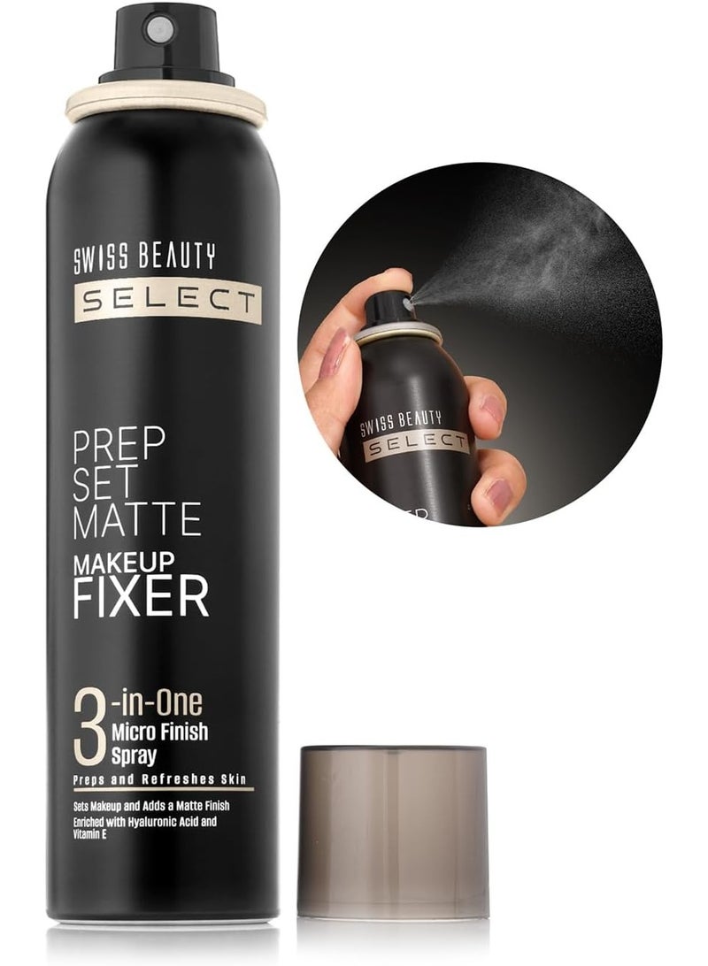 Swiss Beauty Prep Set Matte Makeup Fixer | Natural Matte Finish | With Vitamin E and Hyaluronic Acid | Long Lasting | 3-in-1 micro-fine spray | 120ml - Image 2