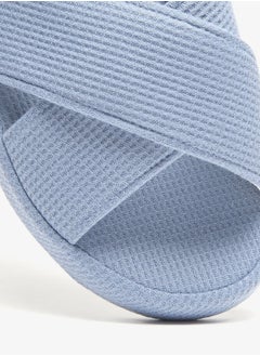 DUCHINI Duchini Men's Waffle Textured Cross Strap Bedroom Slides  - Image 4