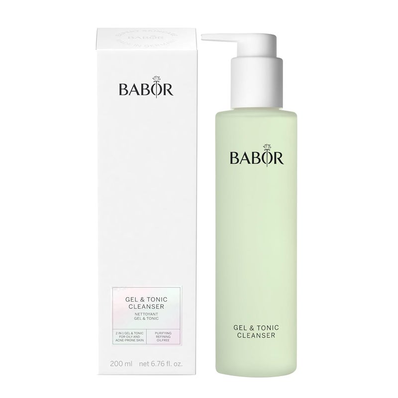 BABOR Gel Tonic Cleanser for Oily and Blemished Skin Cleansing Gel and Toner in One Vegan Formula Gel Tonic 2 in 1 1 x 200 ml Gel Tonic Cleanser