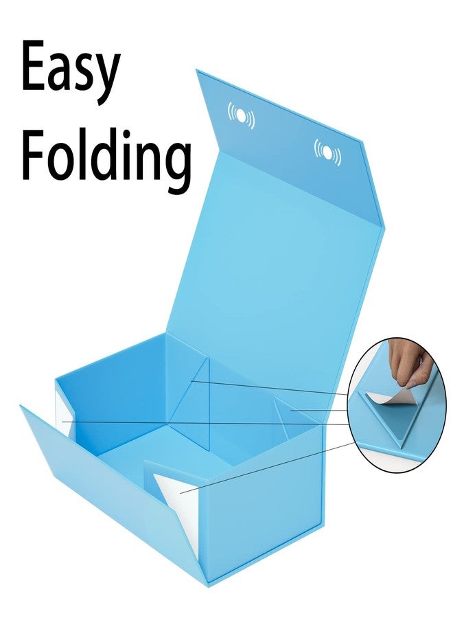 RYDDOY Blue Gift Box, 9.5x6x3'' Gift box for Presents with Lids Magnetic Closure Rectangle Collapsible for Bridesmaid Proposal Box, Wedding, Christmas, Halloween, Birthday Gift Packging - Image 4