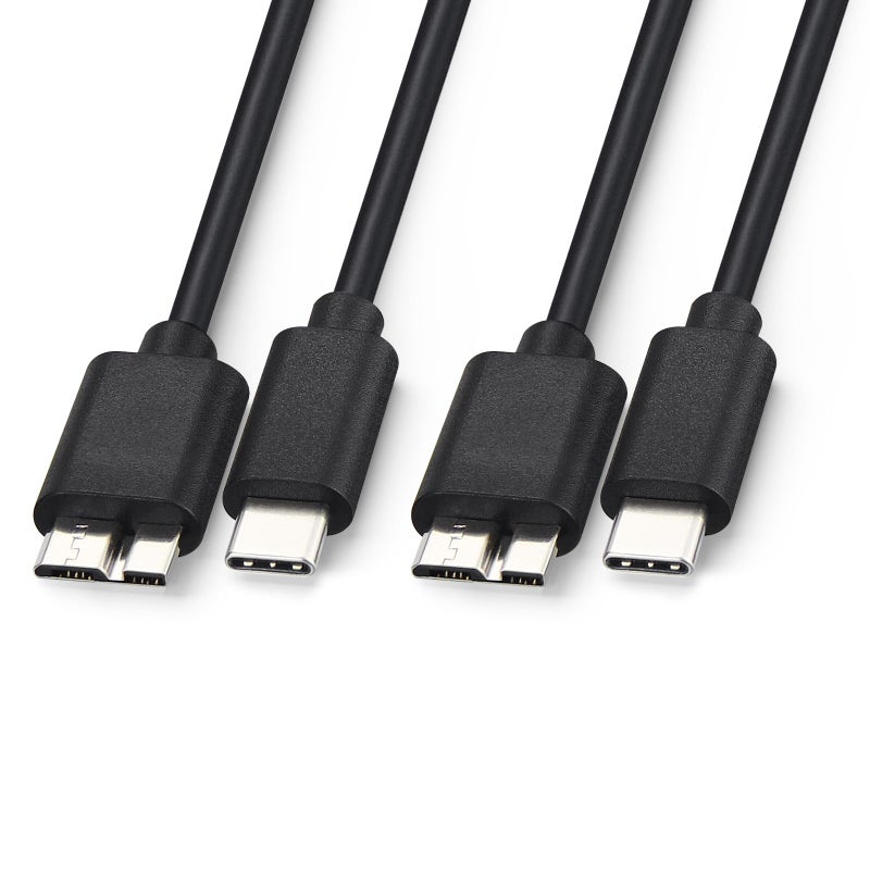 Smays 2-Pack External Hard Drive Cable, USB 3.0 Micro B to USB C Data Cord for Seagate, Toshiba, Western Digital WD My Passport, LaCie, 3 ft - Image 1