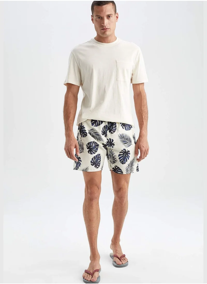 ديفاكتو Regular Fit Tie Waist Palm Print Swimming Short