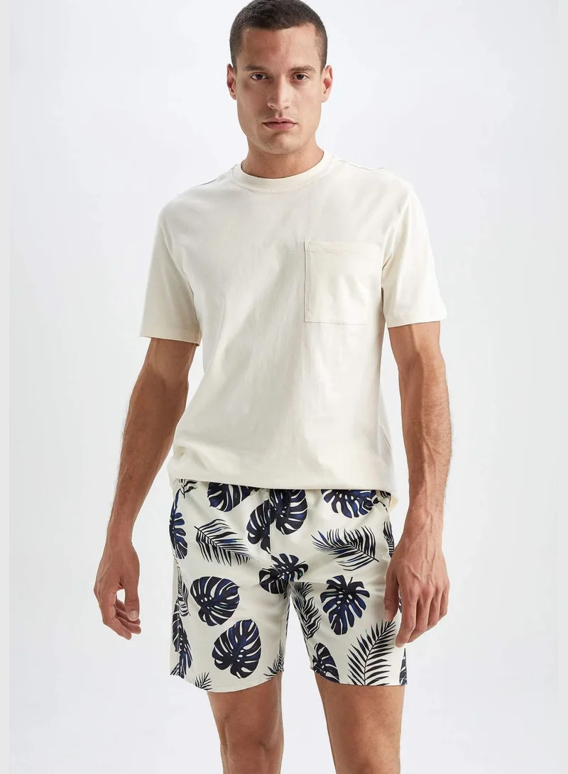 DeFacto Regular Fit Tie Waist Palm Print Swimming Short