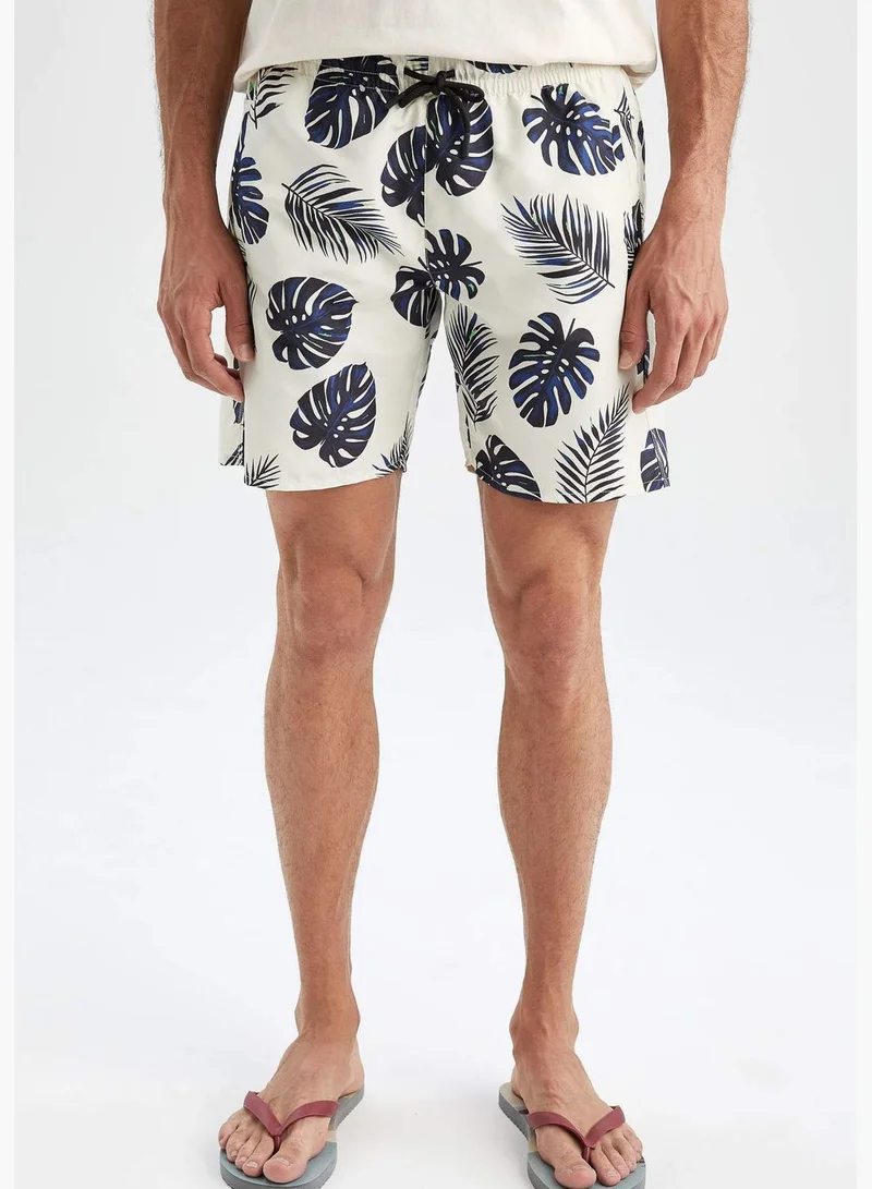 DeFacto Regular Fit Tie Waist Palm Print Swimming Short