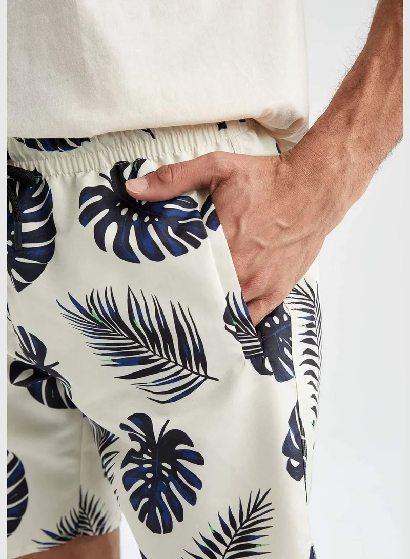 DeFacto Regular Fit Tie Waist Palm Print Swimming Short