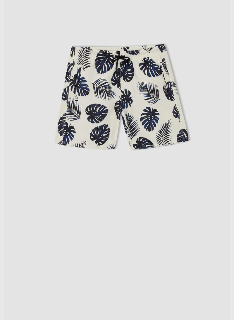 DeFacto Regular Fit Tie Waist Palm Print Swimming Short