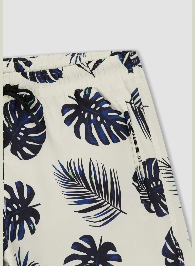 DeFacto Regular Fit Tie Waist Palm Print Swimming Short