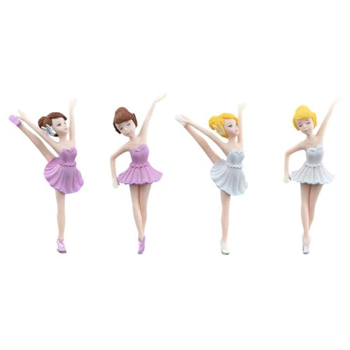 HYSTYLE 4 Pcs Dancing Ballerina Girl Figurine Ballerina Girl Cake Topper Plant Pot Craft Dollhouse Cake Decoration - Image 1