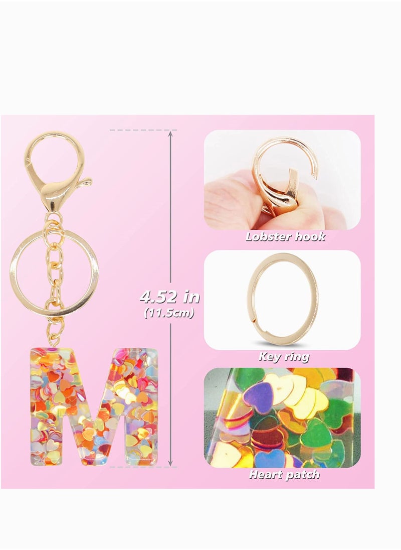 SYOSI - Tassel Key Ring and Letter Keychain, 2pcs Boho Key Ring Bag Pendant Hand-woven Retro Volcanic Stone Keychain Pendant for Purse Handbags Women Girl, Alphabet Heart Sequin Keychain (Random Color) - Image 1