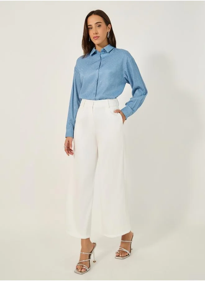 ستايلي Embellished Spread Collar Regular Fit Shirt