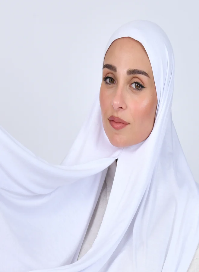 عبايات حوراء طرحة قطن ناعم بخياطة بالمنتصف - ابيض