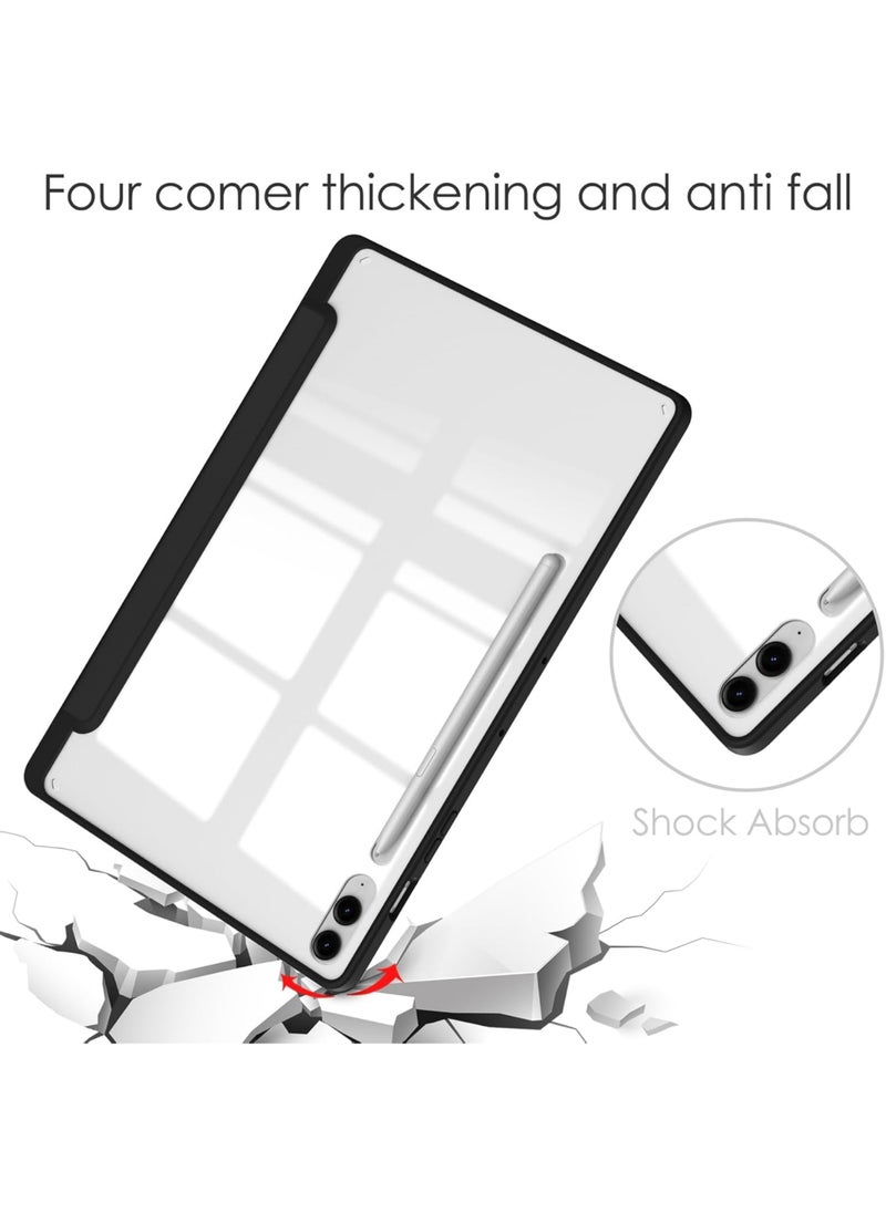 Rock Pow - Hybrid Slim Case for Samsung Galaxy Tab S10 Plus 2024/ S9 Plus/ S9 FE Plus 5G 12.4 Inch 2023 with S Pen Holder, Shockproof Cover with Clear Transparent Back Shell, Auto Wake/Sleep - Image 1