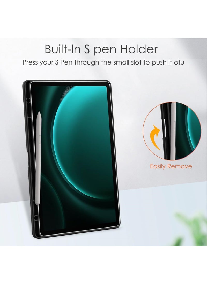 Rock Pow - Hybrid Slim Case for Samsung Galaxy Tab S10 Plus 2024/ S9 Plus/ S9 FE Plus 5G 12.4 Inch 2023 with S Pen Holder, Shockproof Cover with Clear Transparent Back Shell, Auto Wake/Sleep - Image 1