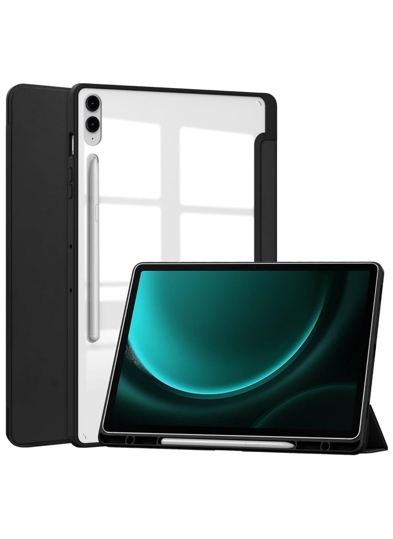 Rock Pow - Hybrid Slim Case for Samsung Galaxy Tab S10 Plus 2024/ S9 Plus/ S9 FE Plus 5G 12.4 Inch 2023 with S Pen Holder, Shockproof Cover with Clear Transparent Back Shell, Auto Wake/Sleep - Image 1