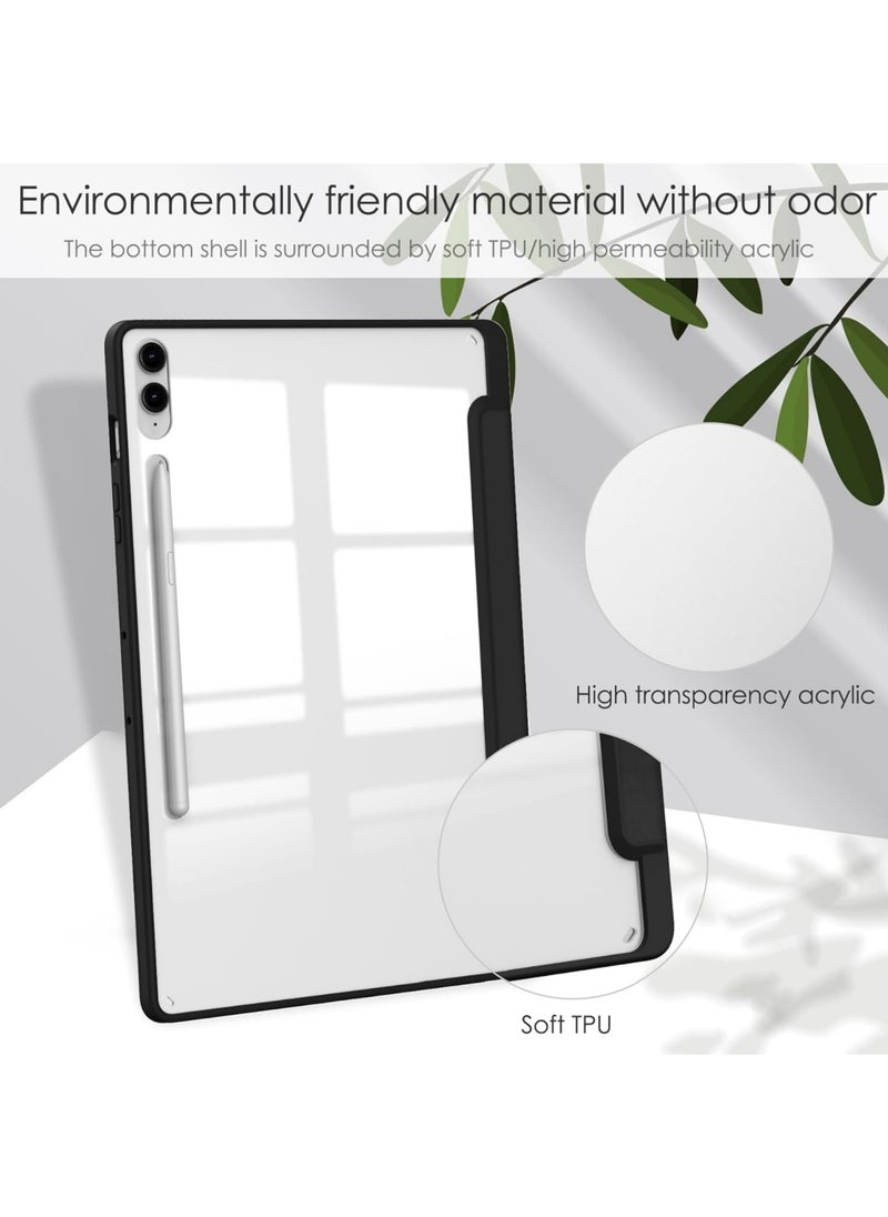 Rock Pow - Hybrid Slim Case for Samsung Galaxy Tab S10 Plus 2024/ S9 Plus/ S9 FE Plus 5G 12.4 Inch 2023 with S Pen Holder, Shockproof Cover with Clear Transparent Back Shell, Auto Wake/Sleep - Image 1