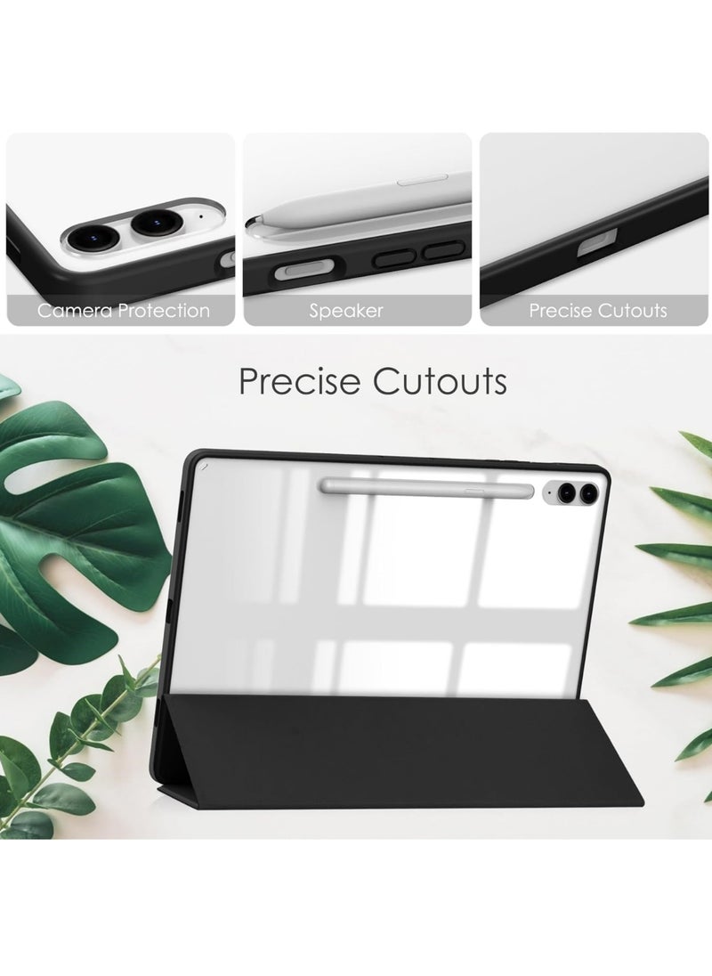Rock Pow - Hybrid Slim Case for Samsung Galaxy Tab S10 Plus 2024/ S9 Plus/ S9 FE Plus 5G 12.4 Inch 2023 with S Pen Holder, Shockproof Cover with Clear Transparent Back Shell, Auto Wake/Sleep - Image 1