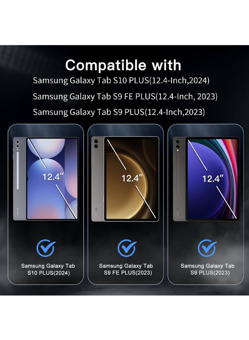 Rock Pow Hybrid Slim Case for Samsung Galaxy Tab S10 Plus 2024/ S9 Plus/ S9 FE Plus 5G 12.4 Inch 2023 with S Pen Holder, Shockproof Cover with Clear Transparent Back Shell, Auto Wake/Sleep - Image 2