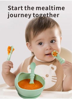 HieerBus Baby Spoons Set, Pre-Spoon for Kids Aged 6+ Months - First Stage, Baby Led Weaning Teething Spoon - Self Feeding, Silicone Toddler Food Utensils - 3 Spoons, green  - Image 2