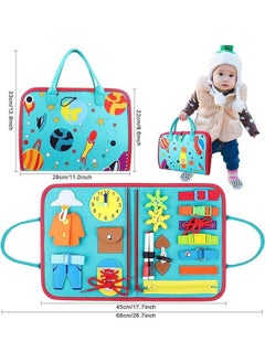 NIBEMINENT Busy Board for Toddlers 2-4, Montessori Travel Toy Plane/Car, Preschool Activities Developing Fine Motor Skills, Gift Boys Girls  - Image 1